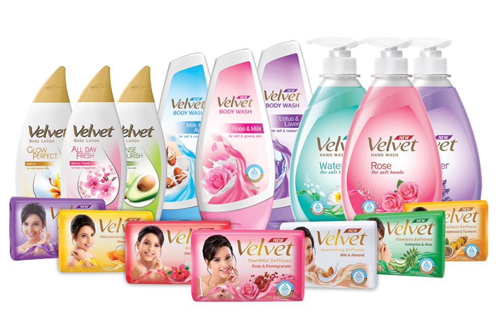 Velvet skin care range
